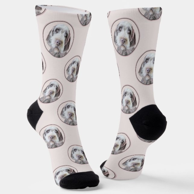 Wirehaired Pointing Griffon Painting Pet Dog Art Socks (Angled)