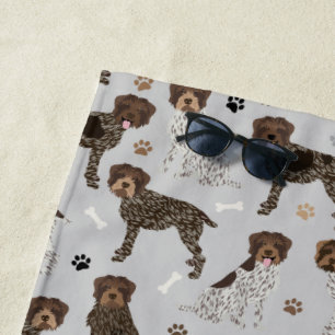 Wirehaired Pointing Griffon Paws and Bones Beach Towel