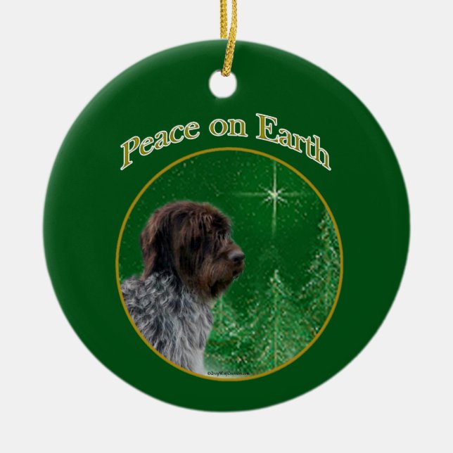 Wirehaired Pointing Griffon Peace Ceramic Ornament (Front)
