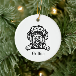 Wirehaired Pointing Griffon personalized pet  Ceramic Ornament