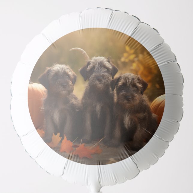Wirehaired Pointing Griffon Puppy Autumn Balloon (Front)
