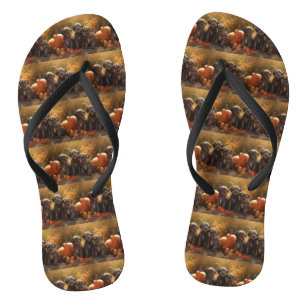 Wirehaired Pointing Griffon Puppy Autumn Flip Flops