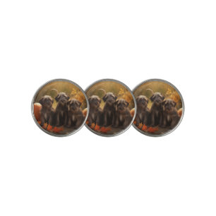 Wirehaired Pointing Griffon Puppy Autumn Golf Ball Marker