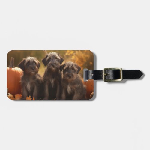 Wirehaired Pointing Griffon Puppy Autumn Luggage Tag