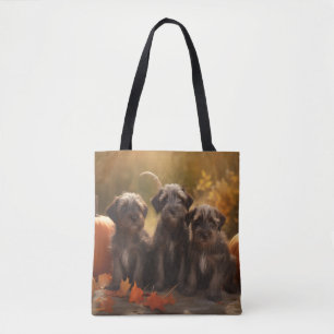 Wirehaired Pointing Griffon Puppy Autumn Tote Bag