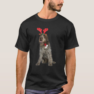 Wirehaired Pointing Griffon Reindeer Christmas Dog T-Shirt