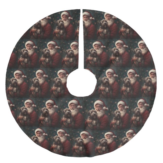 Wirehaired Pointing Griffon Santa Claus Christmas Brushed Polyester Tree Skirt (Front)