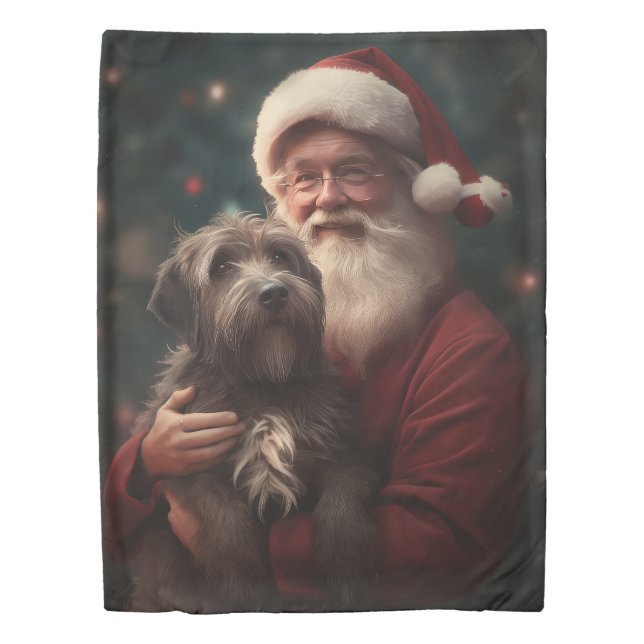 Wirehaired Pointing Griffon Santa Claus Christmas Duvet Cover (Front)