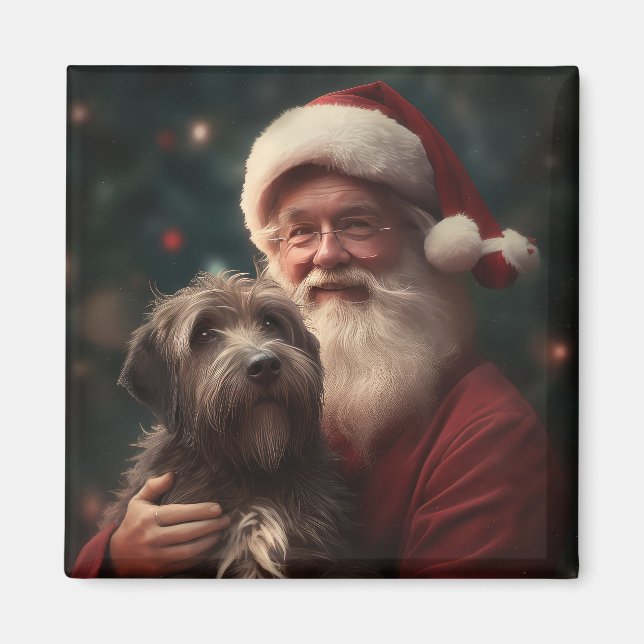 Wirehaired Pointing Griffon Santa Claus Christmas Magnet (Front)