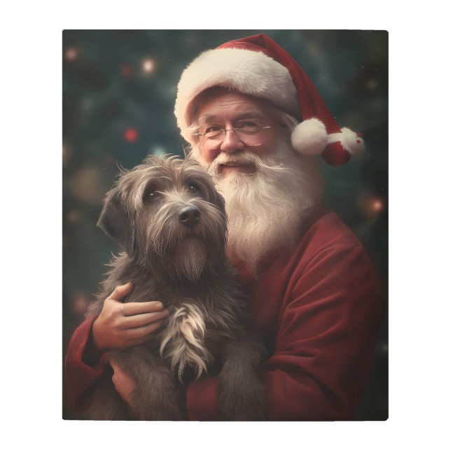 Wirehaired Pointing Griffon Santa Claus Christmas Metal Print (Front)