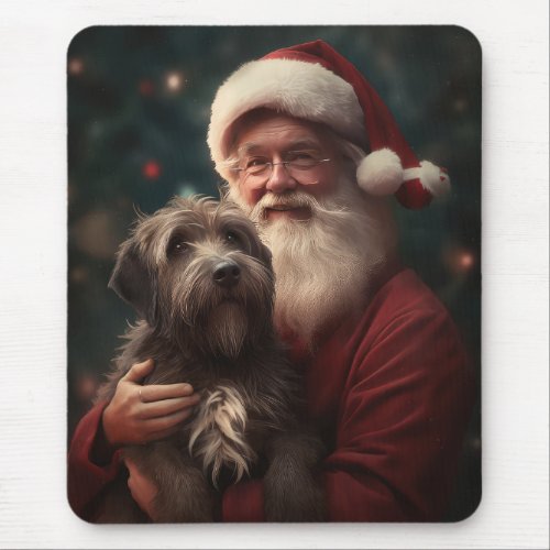 Wirehaired Pointing Griffon Santa Claus Christmas Mouse Pad