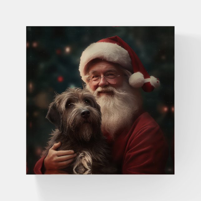 Wirehaired Pointing Griffon Santa Claus Christmas Paperweight (Front)