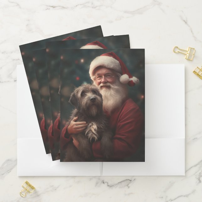 Wirehaired Pointing Griffon Santa Claus Christmas Pocket Folder (In Situ)
