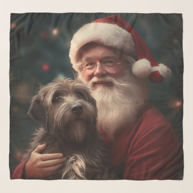 Wirehaired Pointing Griffon Santa Claus Christmas Scarf (Front)