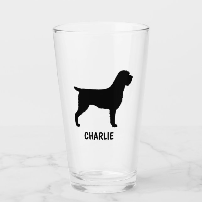 Wirehaired Pointing Griffon Silhouette Custom Glass (Front)