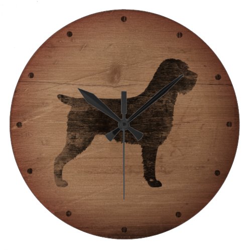Wirehaired Pointing Griffon Silhouette Rustic Large Clock