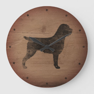 Wirehaired Pointing Griffon Silhouette Rustic Large Clock