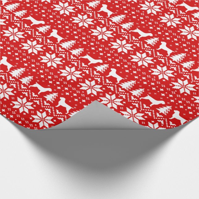 Wirehaired Pointing Griffon Silhouettes Christmas Wrapping Paper (Corner)