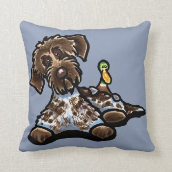 Wirehaired Pointing Griffon Throw Pillow by offleashart at Zazzle
