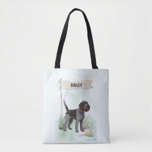 Wirehaired Pointing Griffon Watercolor Personalize Tote Bag