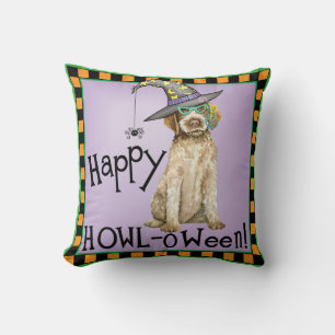 Wirehaired Pointing Griffon Witch Throw Pillow