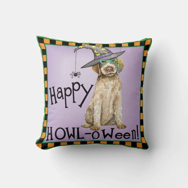 Wirehaired Pointing Griffon Witch Throw Pillow (Front)