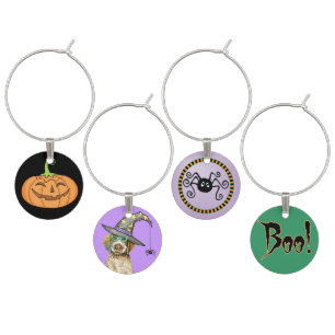 Wirehaired Pointing Griffon Witch Wine Glass Charm