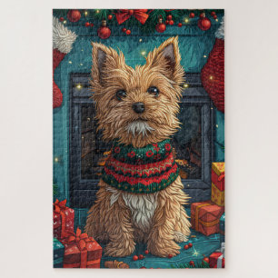 Wirehaired Pointing Griffon With Christmas Gifts Jigsaw Puzzle