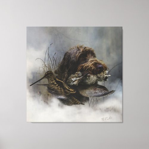 Wirehaired Pointing Griffon  Woodcock hunting    Canvas Print