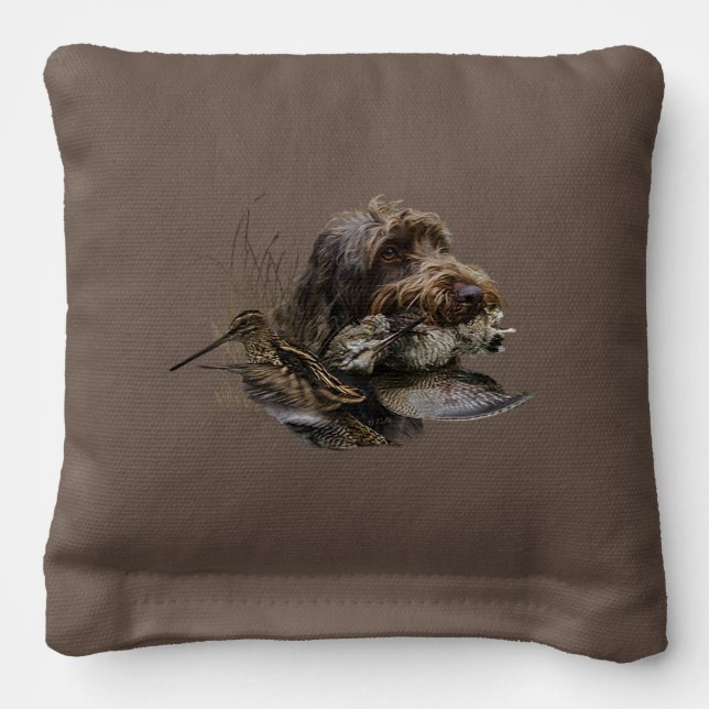 Wirehaired Pointing Griffon , Woodcock hunting Cornhole Bags (Front 2)