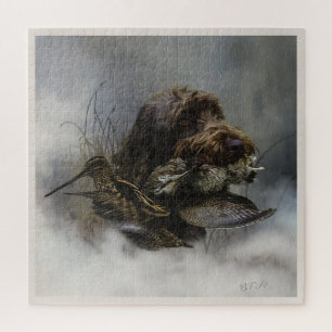 Wirehaired Pointing Griffon , Woodcock hunting Jigsaw Puzzle