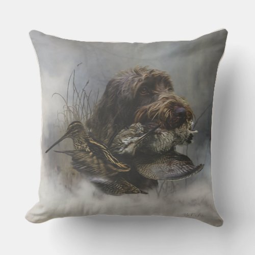Wirehaired Pointing Griffon  Woodcock hunting  Outdoor Pillow