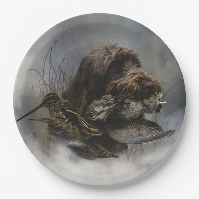 Wirehaired Pointing Griffon , Woodcock hunting   Paper Plates (Front)