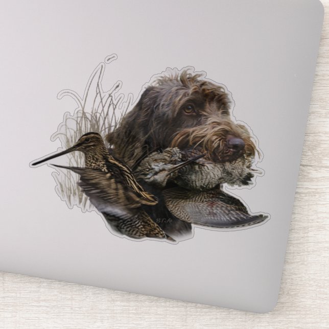 Wirehaired Pointing Griffon , Woodcock hunting  Sticker (Detail)