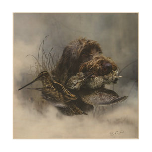 Wirehaired Pointing Griffon , Woodcock hunting Wood Wall Art
