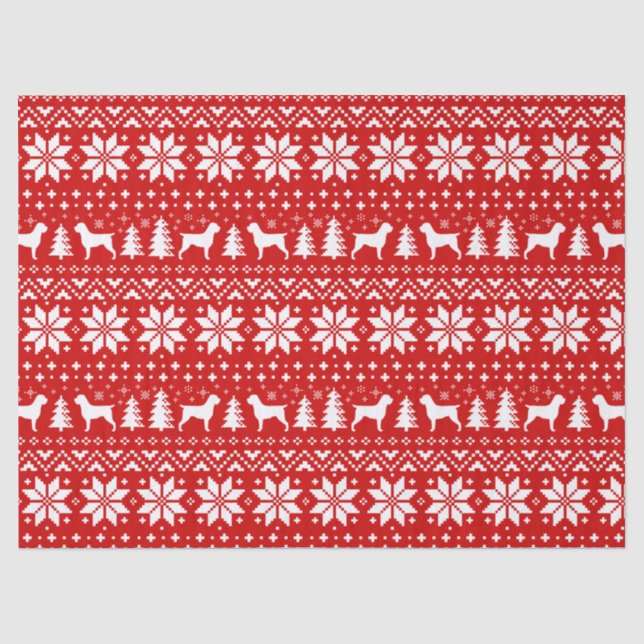 Wirehaired Pointing Griffons Christmas Pattern Red Tissue Paper (Front)