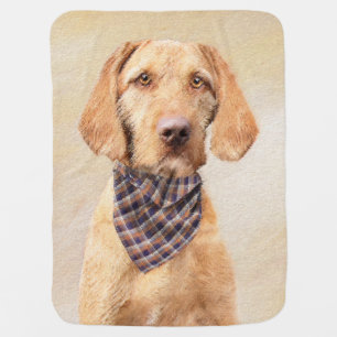 Wirehaired Vizsla Painting - Cute Original Dog Art Baby Blanket