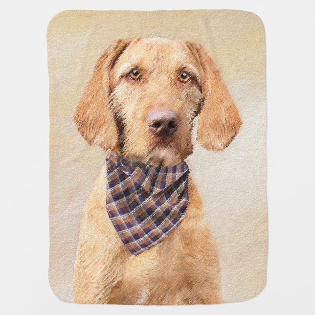 Wirehaired Vizsla Painting - Cute Original Dog Art Baby Blanket (Front)