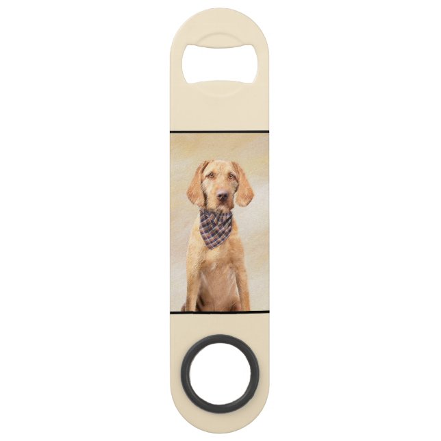 Wirehaired Vizsla Painting - Cute Original Dog Art Bar Key (Back)