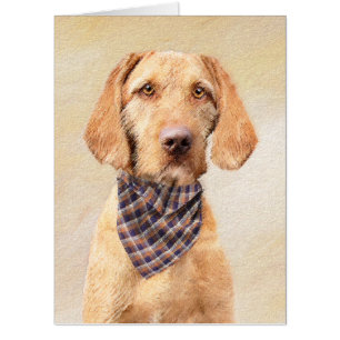 Wirehaired Vizsla Painting - Cute Original Dog Art Card