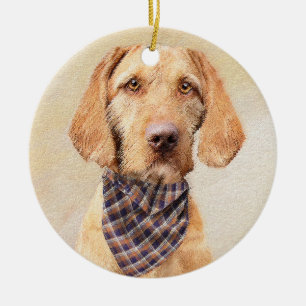 Wirehaired Vizsla Painting - Cute Original Dog Art Ceramic Ornament
