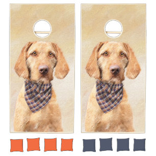 Wirehaired Vizsla Painting - Cute Original Dog Art Cornhole Set