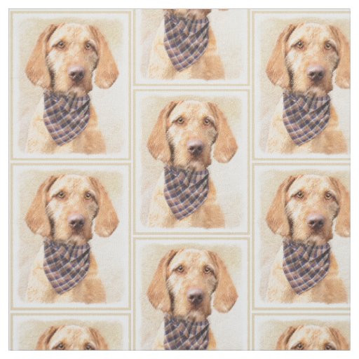 Wirehaired Vizsla Painting - Cute Original Dog Art Fabric
