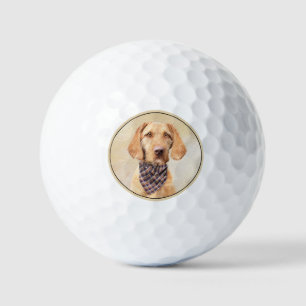 Wirehaired Vizsla Painting - Cute Original Dog Art Golf Balls