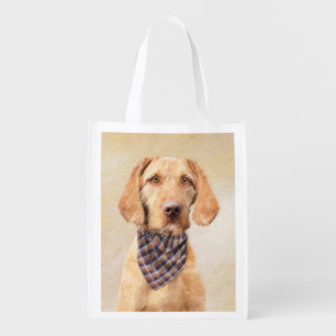 Wirehaired Vizsla Painting - Cute Original Dog Art Grocery Bag