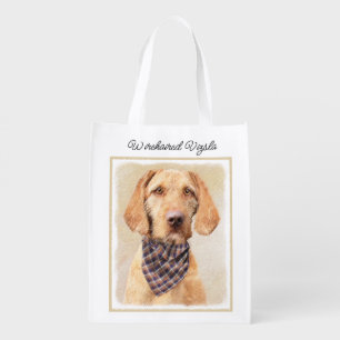 Wirehaired Vizsla Painting - Cute Original Dog Art Grocery Bag