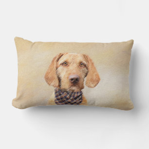 Wirehaired Vizsla Painting - Cute Original Dog Art Lumbar Pillow