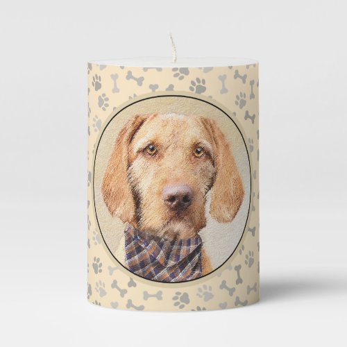 Wirehaired Vizsla Painting _ Cute Original Dog Art Pillar Candle