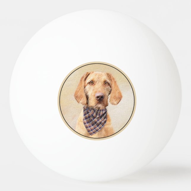 Wirehaired Vizsla Painting - Cute Original Dog Art Ping Pong Ball (Front)