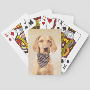 Wirehaired Vizsla Painting - Cute Original Dog Art Poker Cards